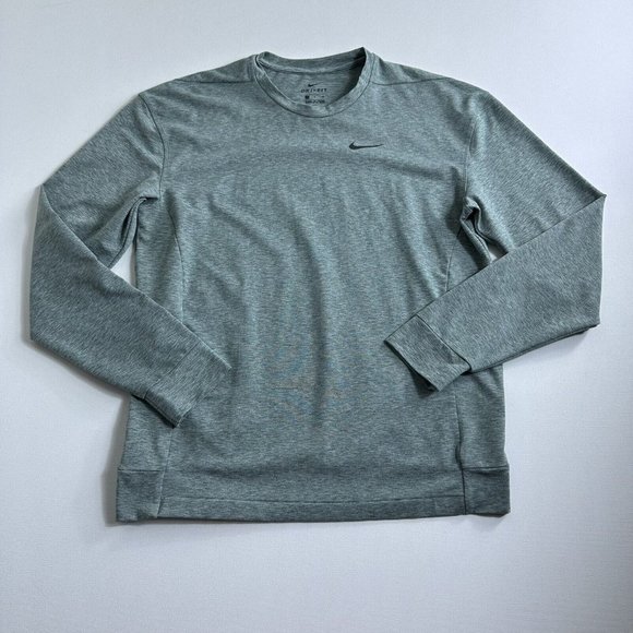 Men's Nike Crewneck stretch Pullover Sweater Shirt Size Small Gray Active‎ Gym - Picture 1 of 9